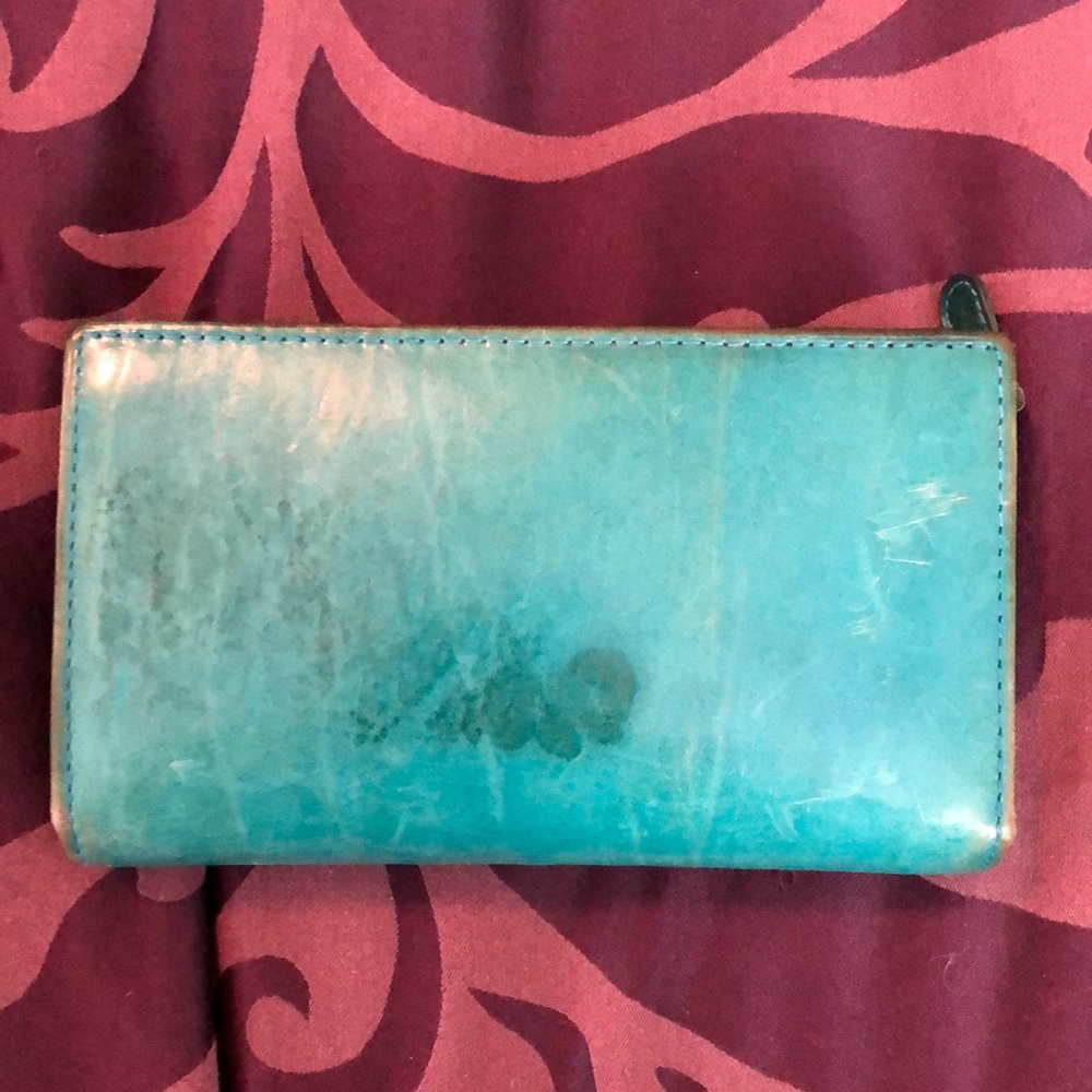Turquoise calf skin leather wallet